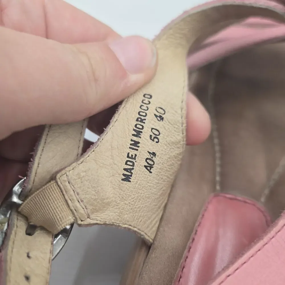 Dansko Y2K Pink Tan Leather Ankle Strap Strappy Sandal Women 9.5 EU 40 Shoe